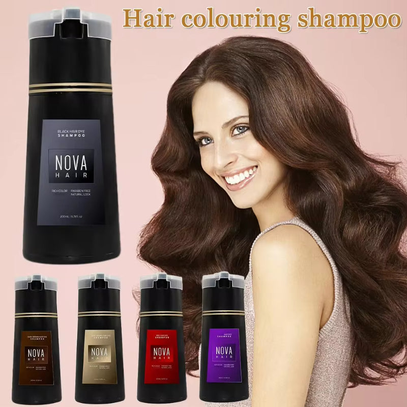 Nexora Natural Hair Color Shampoo — 3-in-1 Black